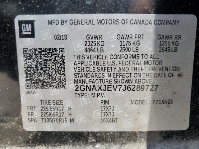 2018 CHEVROLET EQUINOX LT - 2GNAXJEV7J6289727