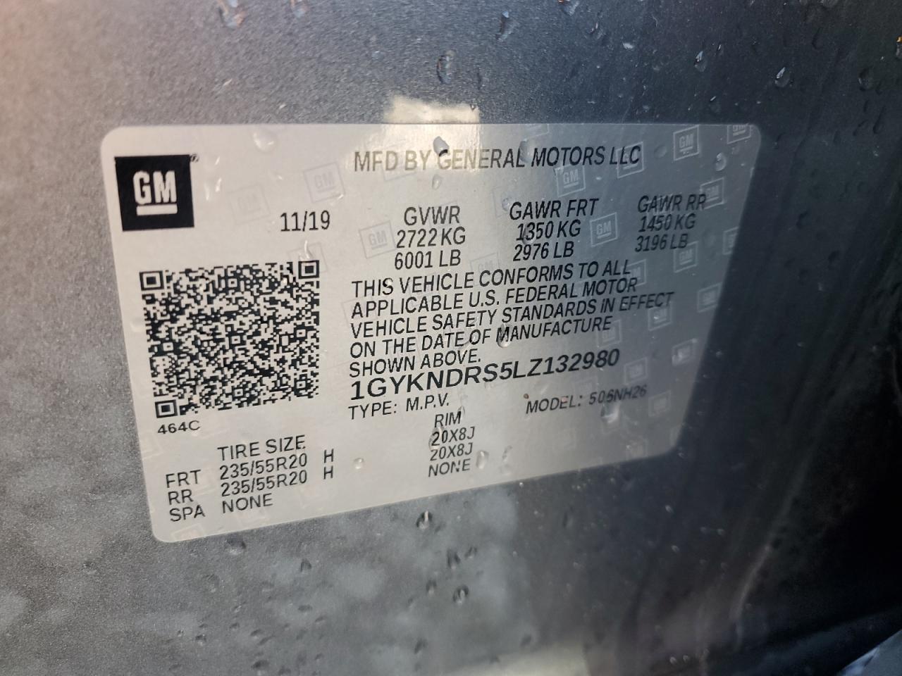 1GYKNDRS5LZ132980 2020 Cadillac Xt5 Premium Luxury