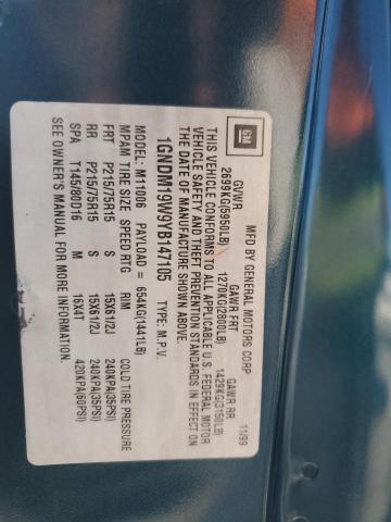 2000 Chevrolet Astro VIN: 1GNDM19W9YB147105 Lot: 63182874