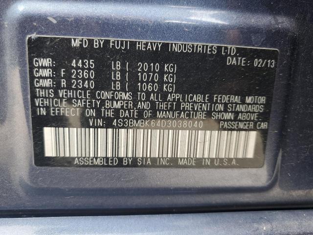 2013 Subaru Legacy 2.5I Limited VIN: 4S3BMBK64D3038040 Lot: 61930324