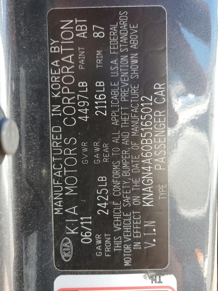 KNAGN4A60B5165012 2011 Kia Optima Ex