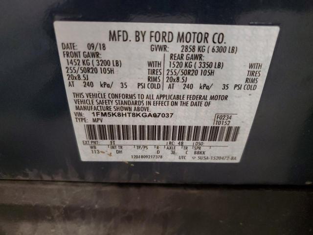 2019 Ford Explorer Platinum VIN: 1FM5K8HT8KGA07037 Lot: 61240174