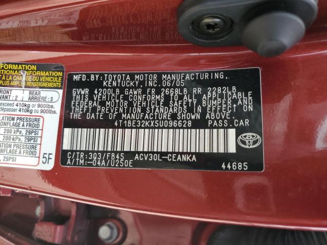 2005 Toyota Camry Le VIN: 4T1BE32KX5U096628 Lot: 62598344