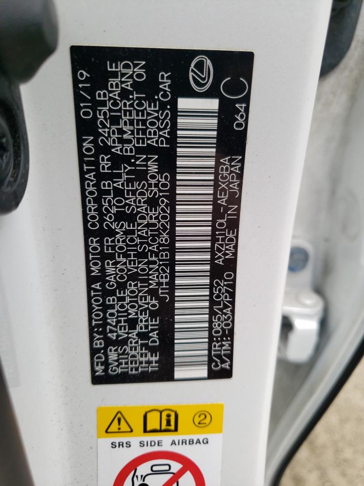 JTHB21B18K2029105 2019 Lexus Es 300H