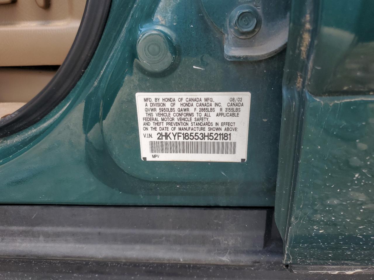 2HKYF18553H521181 2003 Honda Pilot Exl