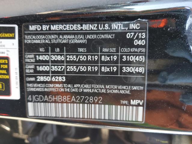 VIN 4JGDA5HB8EA272892 2014 Mercedes-Benz ML-Class, ... no.12