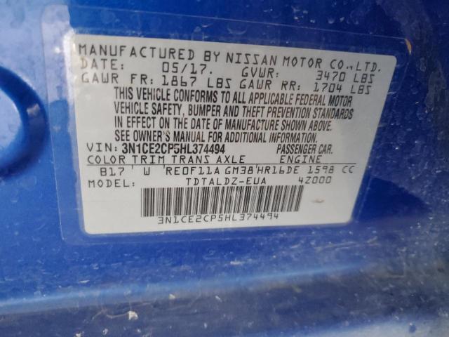 2017 Nissan Versa Note S VIN: 3N1CE2CP5HL374494 Lot: 61499174