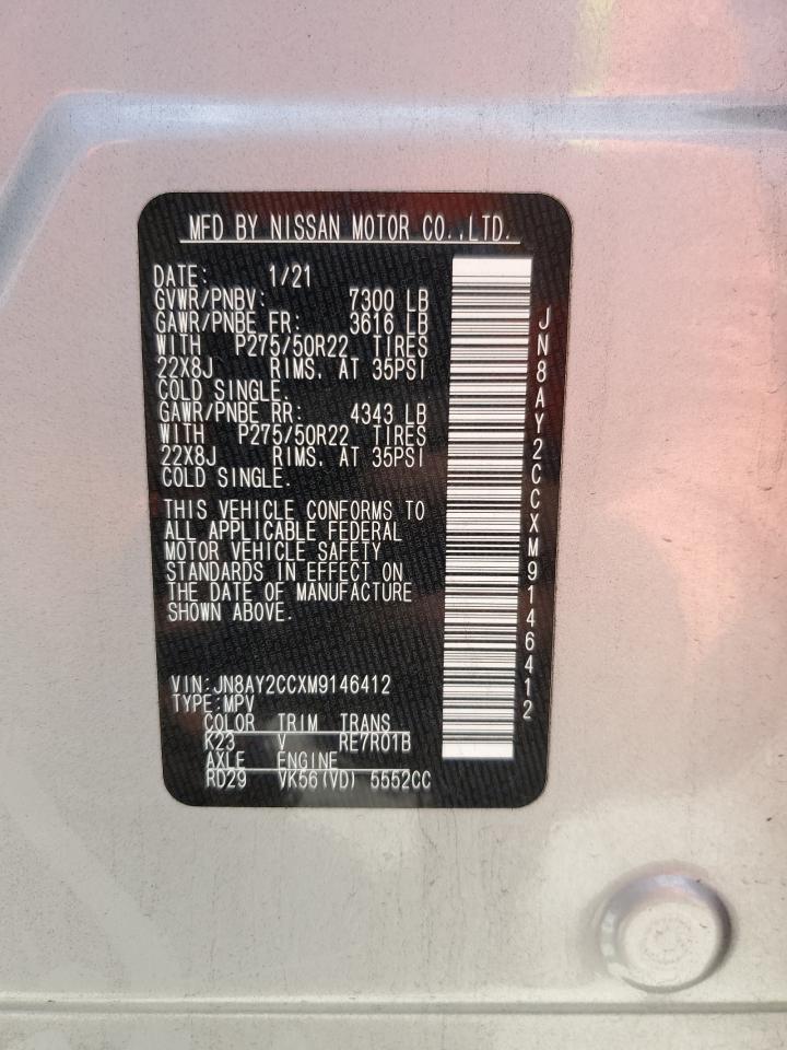 JN8AY2CCXM9146412 2021 Nissan Armada Platinum