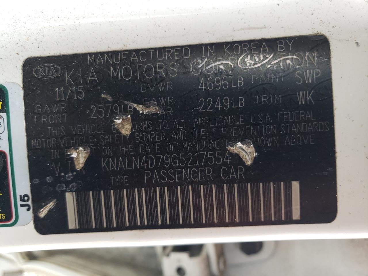 KNALN4D79G5217554 2016 Kia Cadenza Luxury