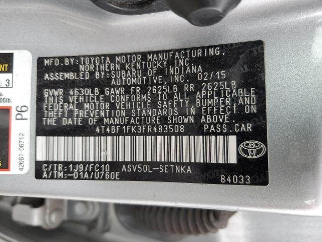 VIN 4T4BF1FK3FR483508 2015 Toyota Camry, LE no.12