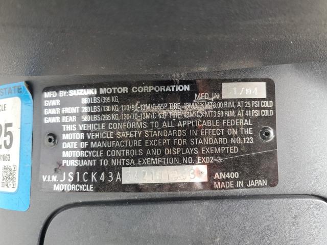 2004 SUZUKI AN400 K3 - JS1CK43A242101063