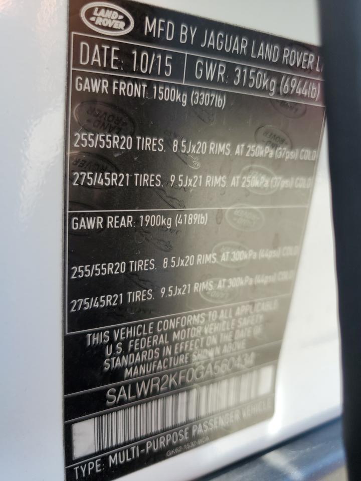 SALWR2KF0GA560434 2016 Land Rover Range Rover Sport Hse