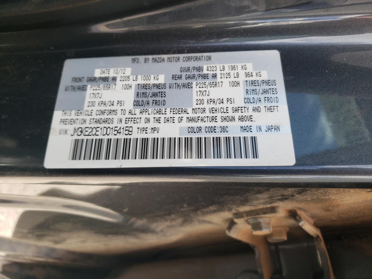 JM3KE2CE1D0154159 2013 Mazda Cx-5 Touring