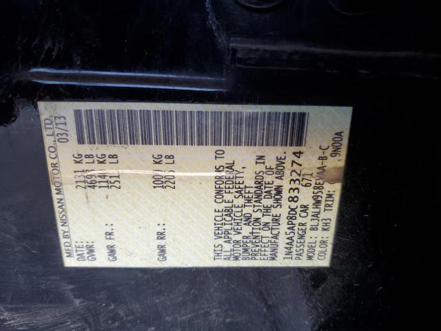 2013 Nissan Maxima S VIN: 1N4AA5AP8DC833274 Lot: 61013474