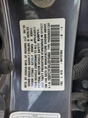 2020 Honda Civic Ex VIN: 19XFC1F3XLE015464 Lot: 62016884