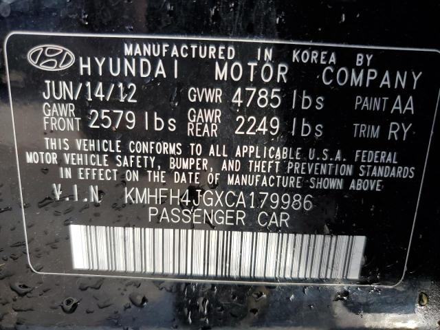 2012 Hyundai Azera Gls VIN: KMHFH4JGXCA179986 Lot: 61697984