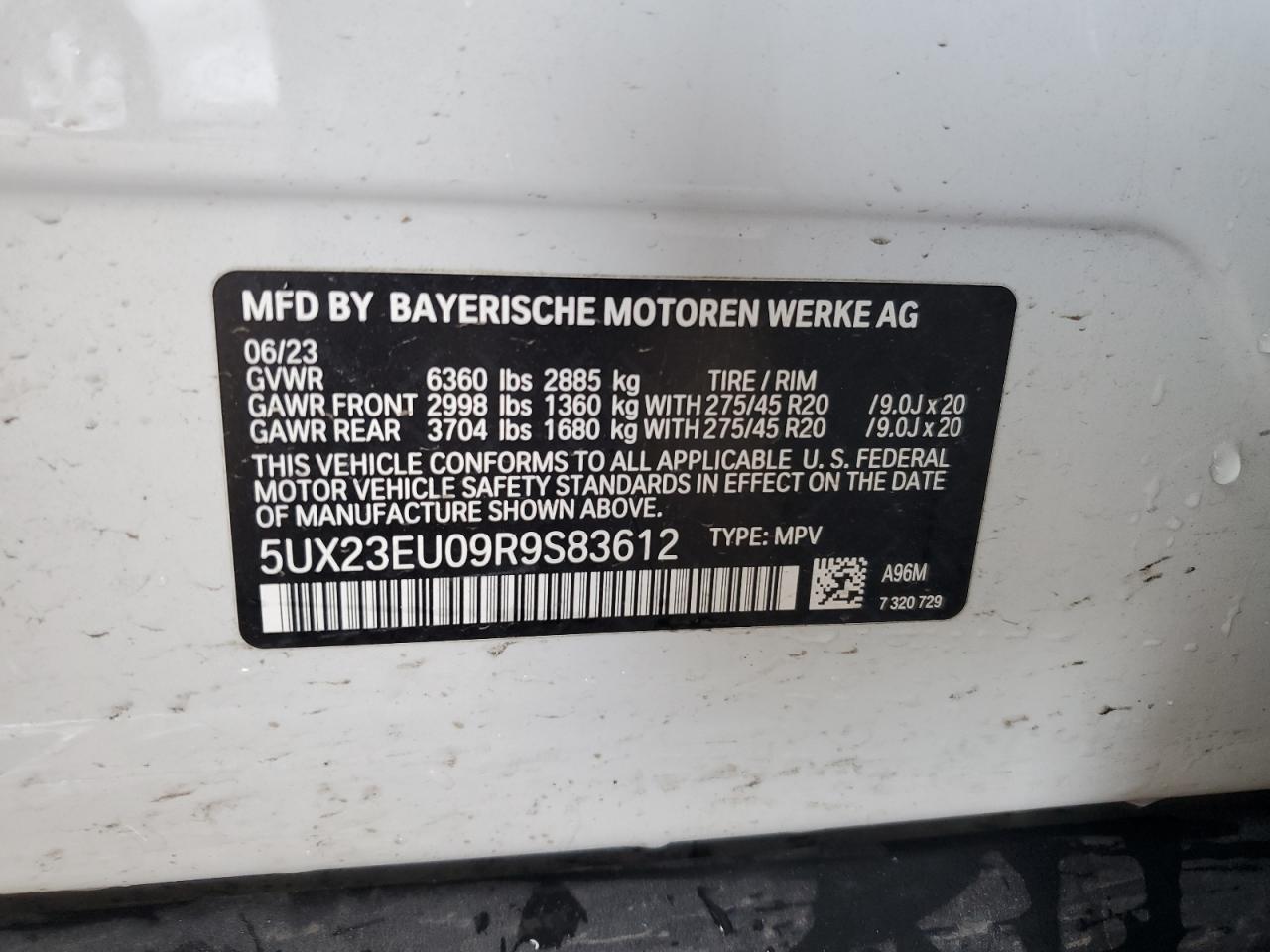 5UX23EU09R9S83612 2024 BMW X5 xDrive40I
