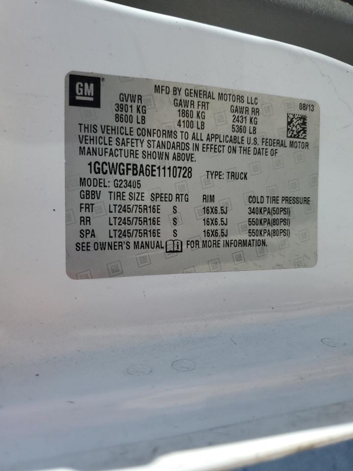 1GCWGFBA6E1110728 2014 Chevrolet Express G2500
