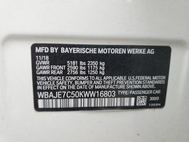 VIN WBAJE7C50KWW16803 2019 BMW 5 Series, 540 XI no.12