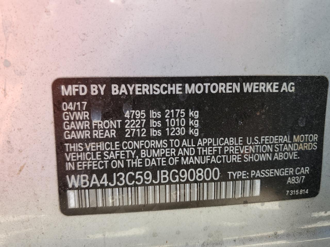 WBA4J3C59JBG90800 2018 BMW 430Xi Gran Coupe