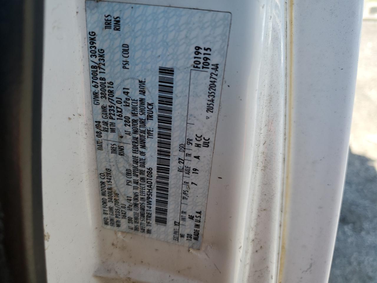 1FTRE14W95HA01086 2005 Ford Econoline E150 Van