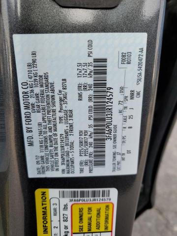 VIN 3FA6P0LU3JR124579 2018 Ford Fusion, Se Hybrid no.12