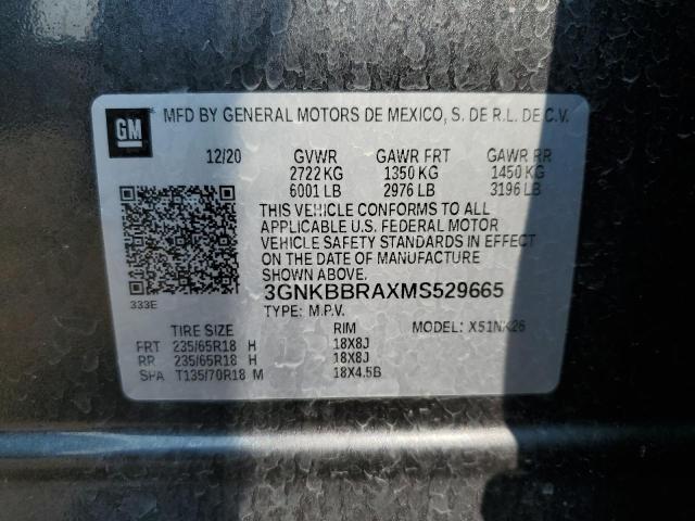 2021 CHEVROLET BLAZER 1LT 3GNKBBRAXMS529665  64749974