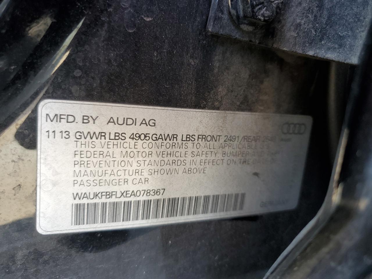 WAUKFBFLXEA078367 2014 Audi A4 Prestige