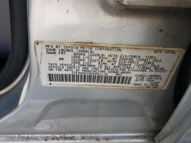 2002 Toyota Rav4 VIN: JTEHH20V926061118 Lot: 62679764