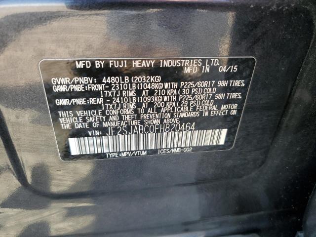 2015 Subaru Forester 2.5I VIN: JF2SJABC0FH820464 Lot: 62280994