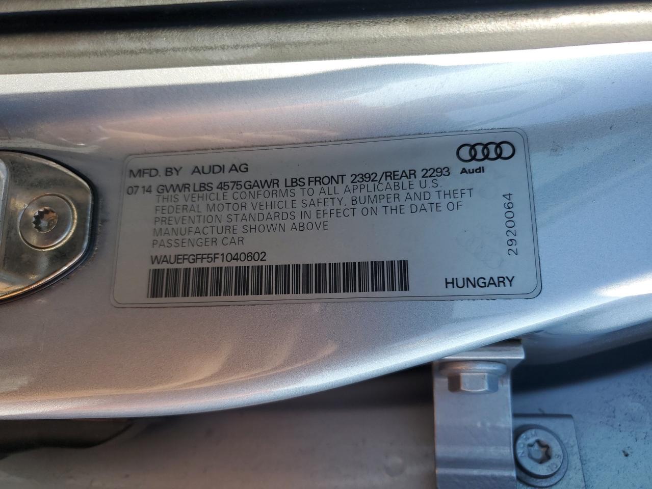 WAUEFGFF5F1040602 2015 Audi A3 Premium Plus