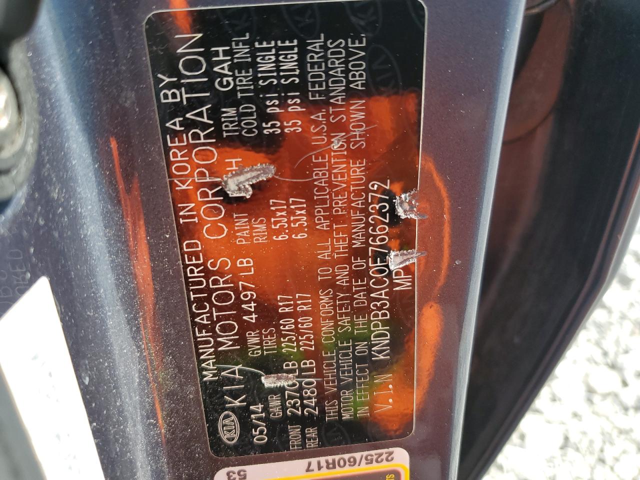 KNDPB3AC0E7662372 2014 Kia Sportage Base