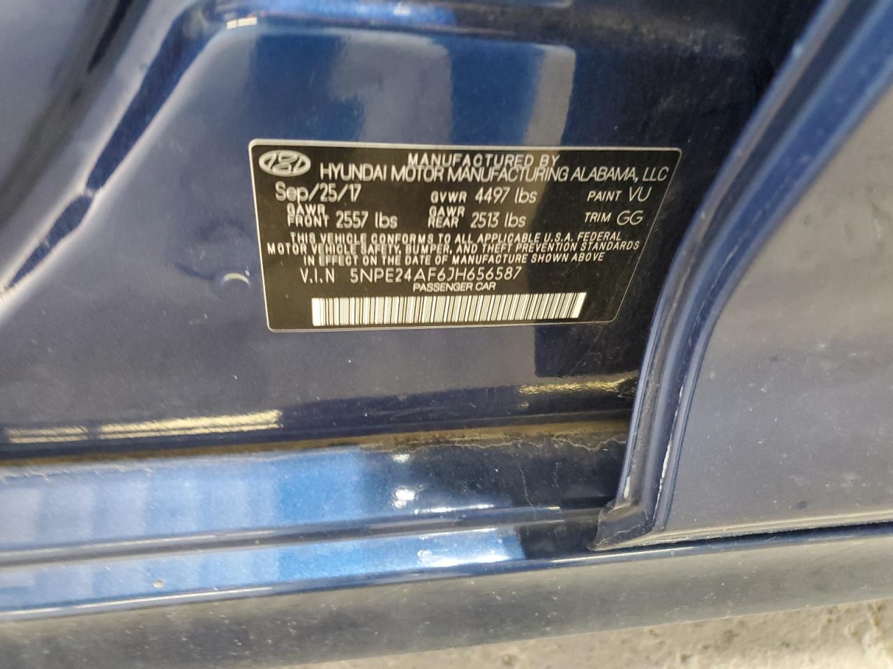 5NPE24AF6JH656587 2018 Hyundai Sonata Se