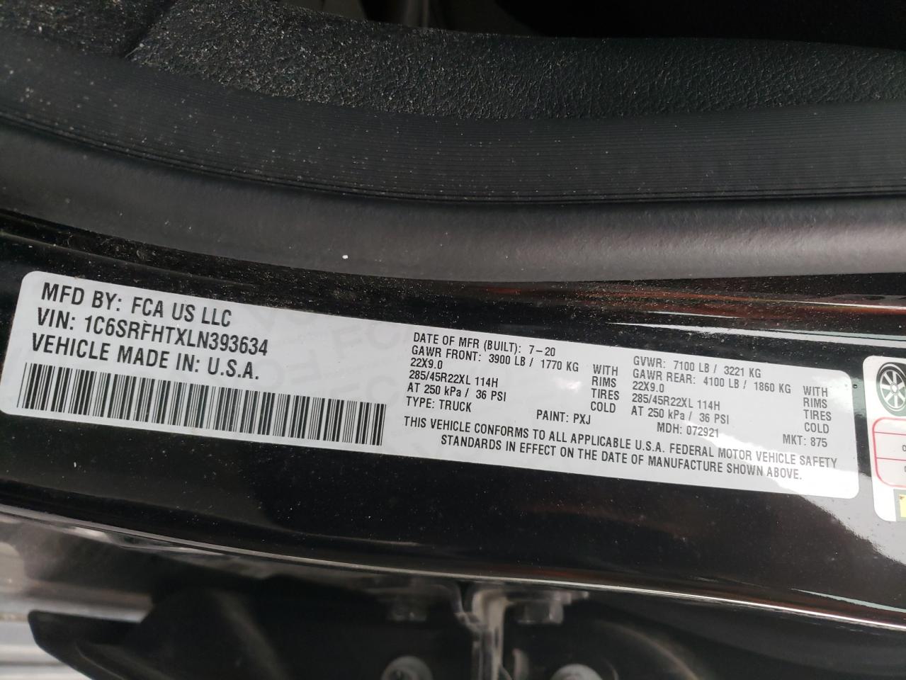 1C6SRFHTXLN393634 2020 Ram 1500 Limited