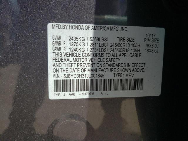 2018 Acura Mdx VIN: 5J8YD3H31JL001845 Lot: 61527404