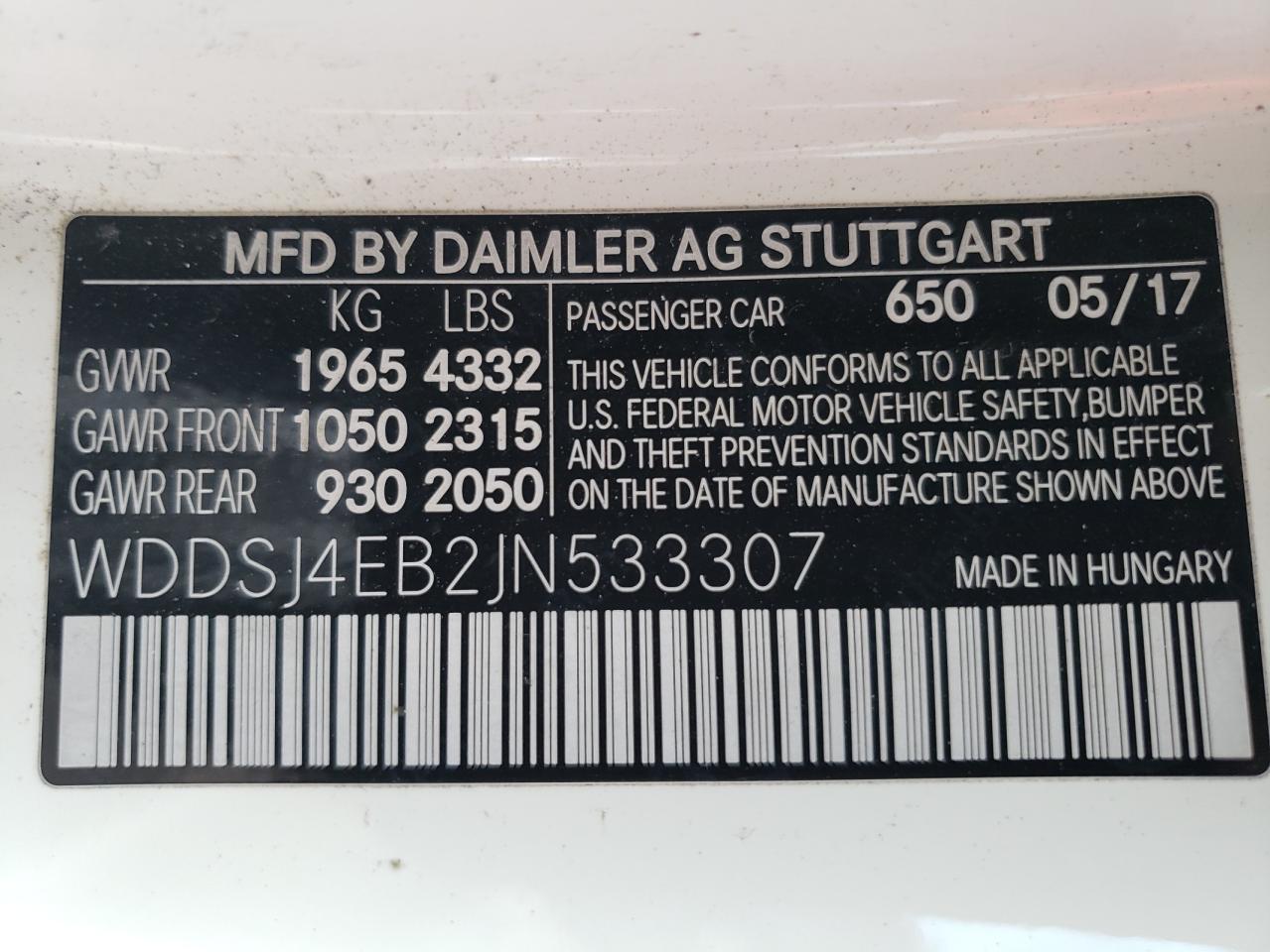 WDDSJ4EB2JN533307 2018 Mercedes-Benz Cla 250