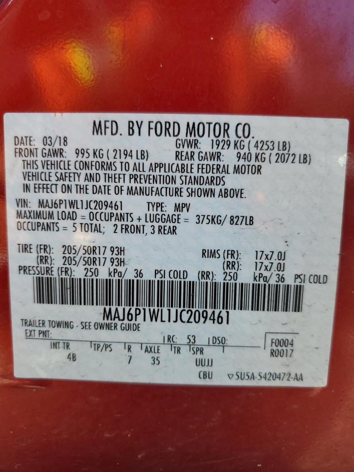 MAJ6P1WL1JC209461 2018 Ford Ecosport Titanium