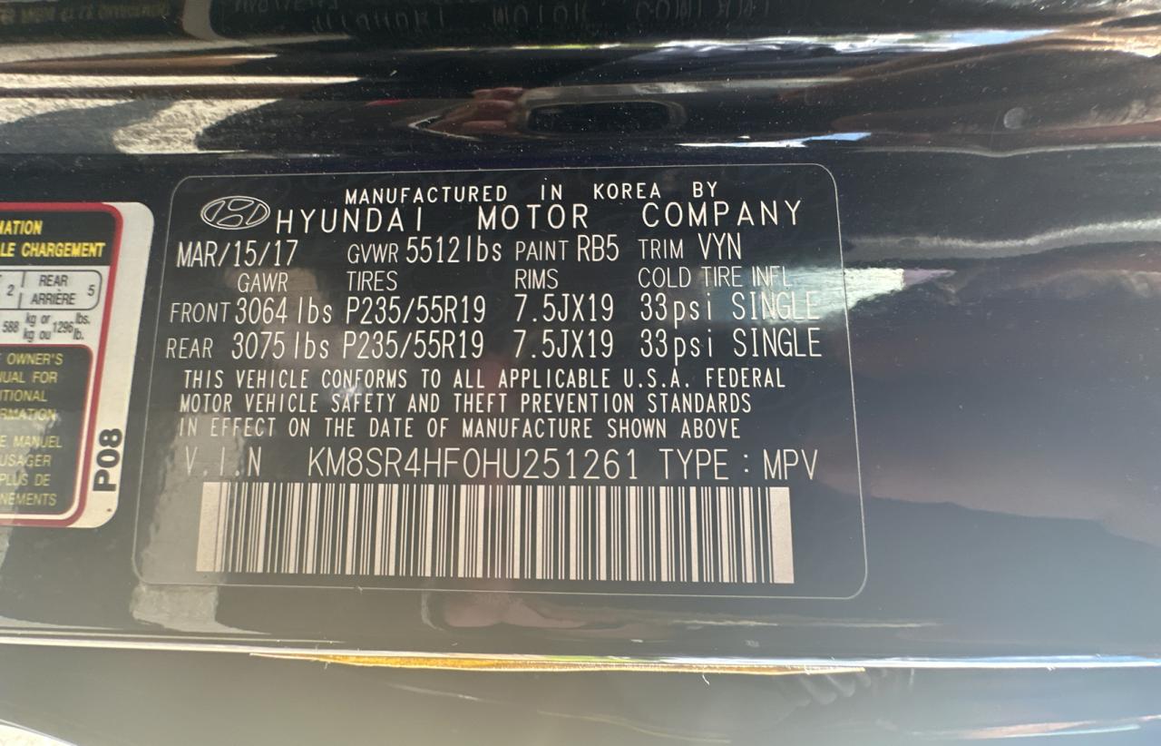 2017 Hyundai Santa Fe Se Ultimate vin: KM8SR4HF0HU251261