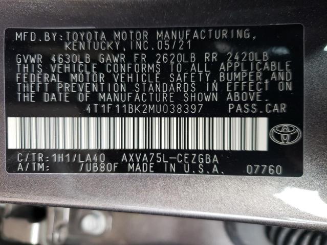 2021 TOYOTA CAMRY XLE - 4T1F11BK2MU038397