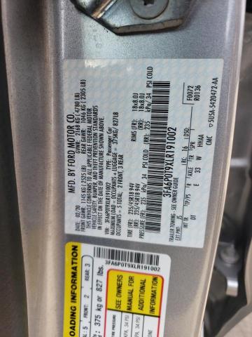 VIN 3FA6P0T9XLR191002 2020 Ford Fusion, SE no.12