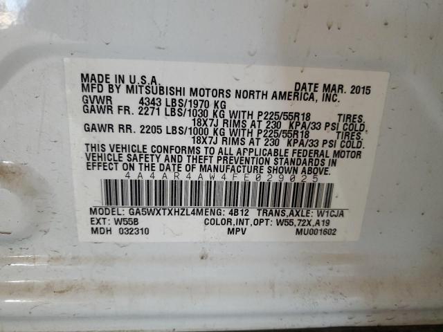 2015 MITSUBISHI OUTLANDER - 4A4AR4AW4FE029025