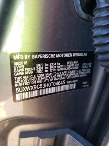 VIN 5UXWX9C53H0T04645 2017 BMW X3, Xdrive28I no.13