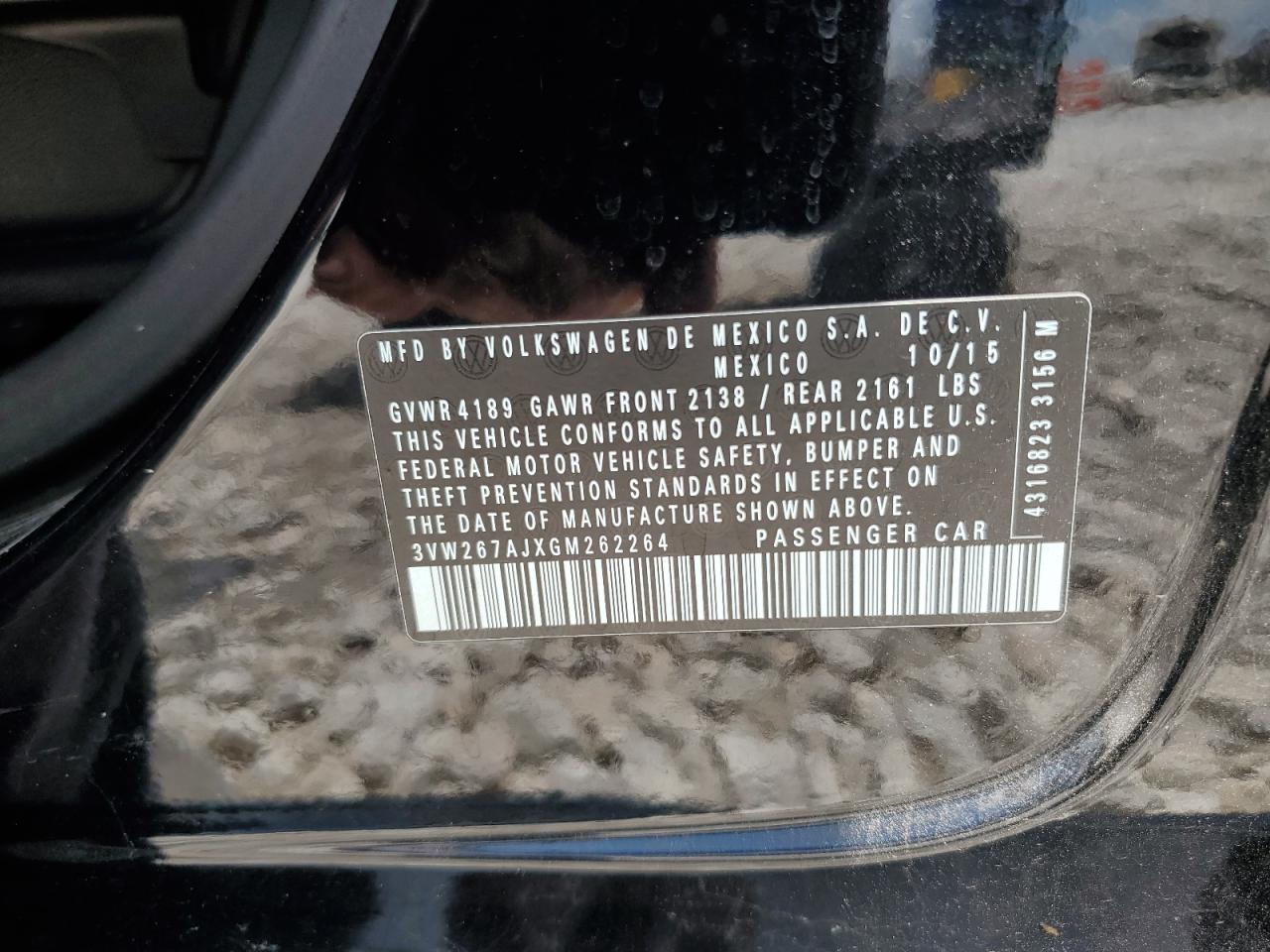 3VW267AJXGM262264 2016 Volkswagen Jetta S