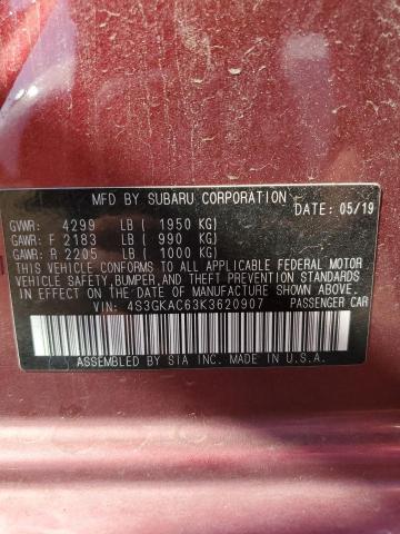 2019 Subaru Impreza Premium VIN: 4S3GKAC63K3620907 Lot: 61751484