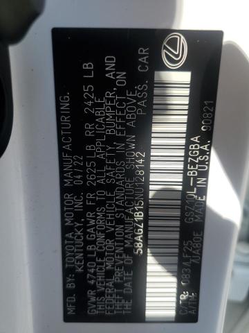 2022 Lexus Es 350 Base VIN: 58AGZ1B15NU128142 Lot: 61867764