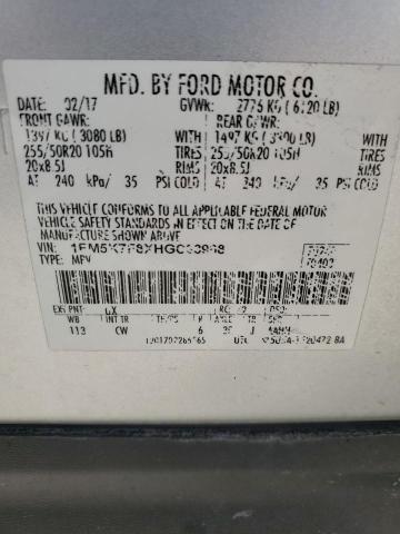 2017 Ford Explorer Limited VIN: 1FM5K7F8XHGC33968 Lot: 60333014