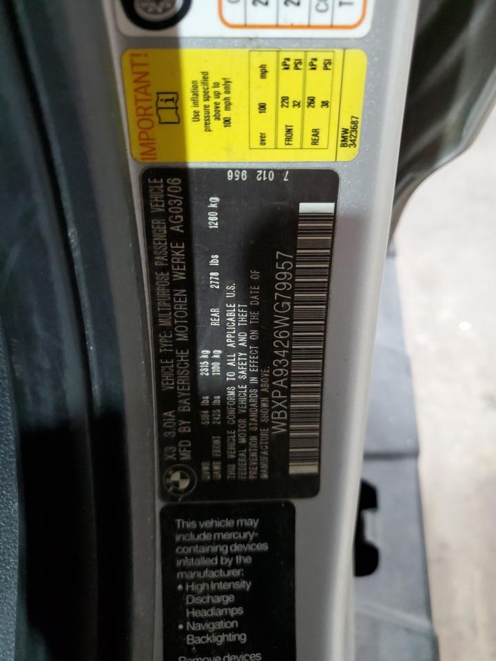 WBXPA93426WG79957 2006 BMW X3 3.0I