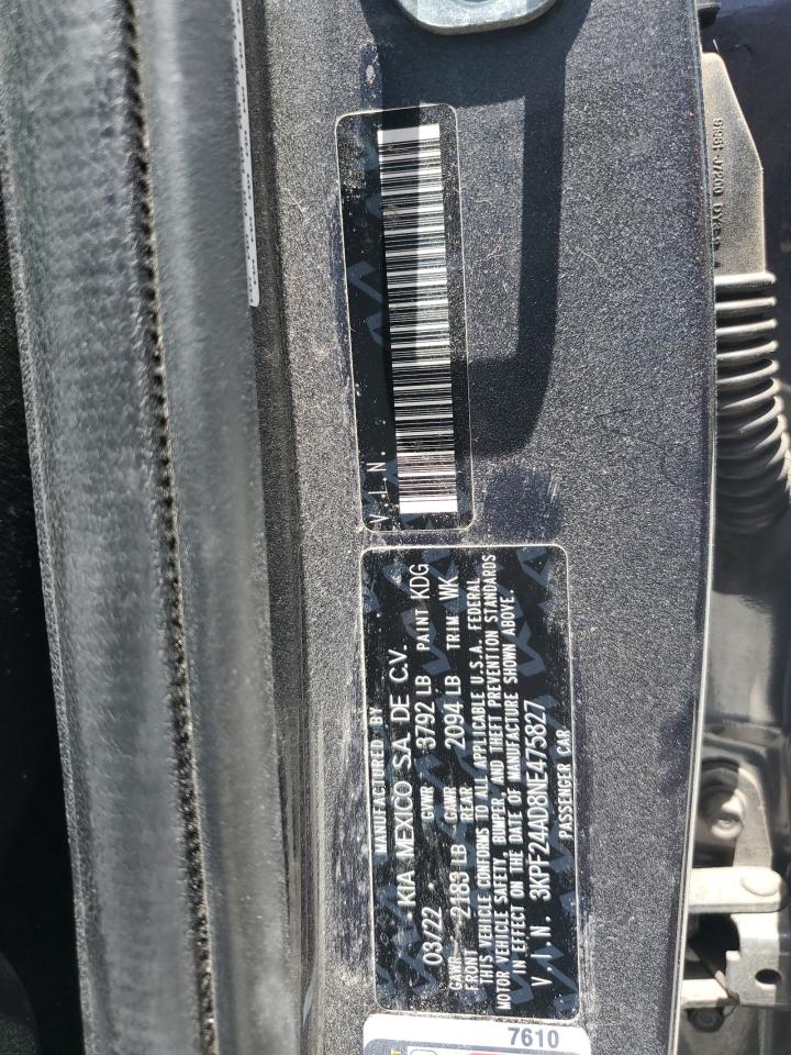 3KPF24AD8NE475827 2022 Kia Forte Fe