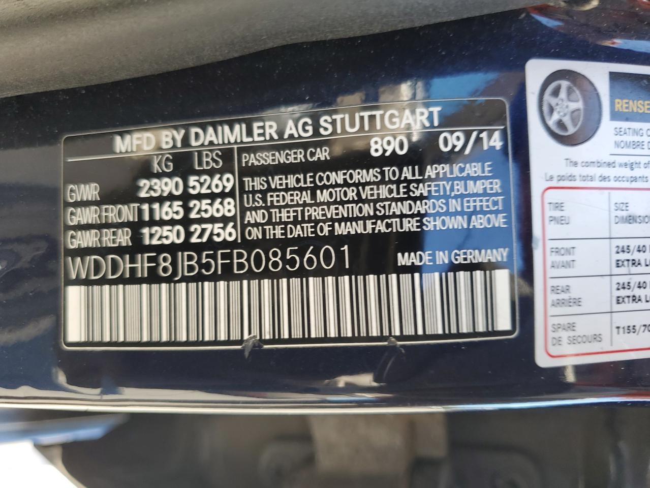 WDDHF8JB5FB085601 2015 Mercedes-Benz E 350 4Matic