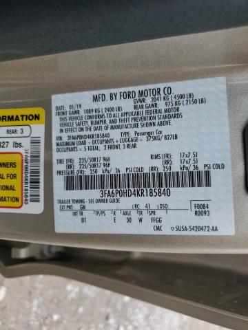 VIN 3FA6P0HD4KR185840 2019 Ford Fusion, SE no.12